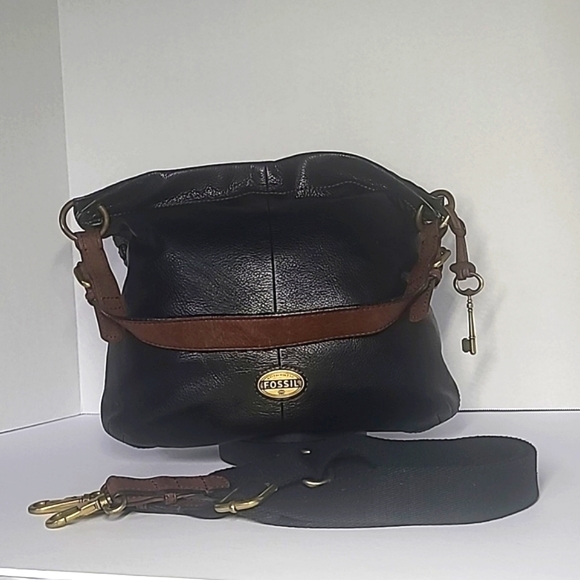 Fossil leather cossbody/shoulder bag. * 2 straps - Picture 1 of 13